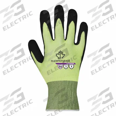SUPERIOR GLOVE Knit Gloves: L ( 9 ), ANSI Cut Level A6, Palm, Dipped, Micropore Nitrile - Heavy-Duty Cut-Resistant Gloves with Nitrile Coating