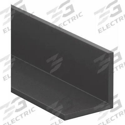 PVC Angle Stock: 5 ft Lg, 1 in x 1 in, 0.125 in Wall Thick, Square, Dark Gray - Chemical-Resistant PVC Type 1 Angles