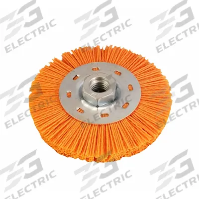 DICO Abrasive Wheel Brush: Nylon, 4 1/2" Dia x 1/2" Wd, 5/8"-11 Arbor, 0.04 in Fill - Deburring Brushes for All Metals