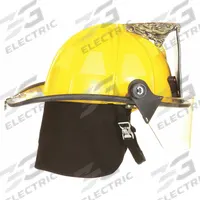 FIRE-DEX Fire Helmet: Yellow, Fiberglass, Traditional Rear Brim, Chin Strap, 6 pt Ratchet (MPN 1910H252). Key specifications — Color: Yellow; Chin Strap: Yes; Brand: FIRE-DEX; Shell Material: Fiberglass; Style: Traditional Rear Brim; Suspension: 6 pt Ratchet.