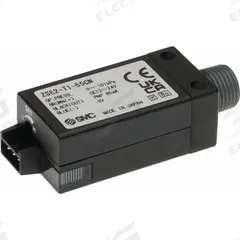 SMC Pressure Switch: 1/8 in Port Size, 12 to 24V DC, -101 kPa to 0 kPa, 0°C to 60°C, ZSE2 Series (MPN ZSE2-T1-55CN). Key specifications — attr124221: ZSE2-T1-55CN; attr124227: ZSE2; attr124234: PNP open collector 1 output, without analog output, 200 degrees adjustment; attr124235: 12 to 24V DC; attr1042233: 4-Pin Snap-In Plug.