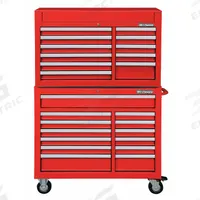 WESTWARD Tool Chest and Cabinet Combination: 24 Drawers, Heavy Duty, Keyed, Red / Powder Coated (MPN 7CX92). Key specifications — attr1116680: Red; attr1116684: Ball Bearing; attr1116690: WESTWARD; attr1116659: Keyed; attr1116661: Top Chest 41-1/2 in W x 18-5/8 in D x 26-7/8 in H.