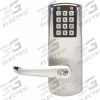 SIMPLEX Electronic Keyless Lock: Keypad, ADA Compliant, Chrome (MPN E2031XSLL62641). Key specifications — Product Type: Electronic Keyless Lock; Manufacturer Part Number: E2031XSLL62641; Access Method: Keypad; Key Override Options: Best and Equivalents (6 or 7 Pin Length); Schlage "C" Keyway.