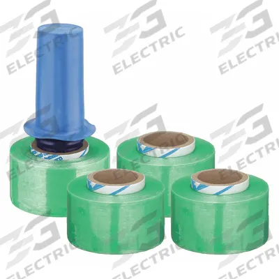 GOODWRAPPERS Stretch Wrap Film: 80 ga Gauge, 3 in Overall Wd, 1,000 ft Overall Lg, Green - Handle with Brake Stretch Wrap