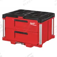 MILWAUKEE PACKOUT Tool Box: Polymer, Black/Red, 22 3/16 in W x 14 5/16 in H x 16 5/16 in D (MPN 48-22-8442). Key specifications — attr1117293: MILWAUKEE; attr1117310: Security Bar; attr1117382: Polymer; attr1117383: Black.