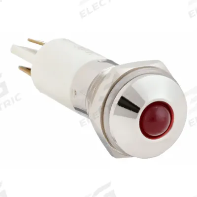 APPROVED VENDOR Raised Panel Light: 10 mm Panel Mounting Hole Dia, LED, Red, Raised Head - LED Indicator Pilot Lights