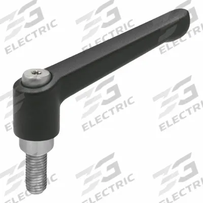 JW WINCO Adjustable Handles; Adjustable Levers: Zinc w/ SS Thread, 1/4"-20 Thread - Teardrop-Style Adjustable Handles with Threaded Stud