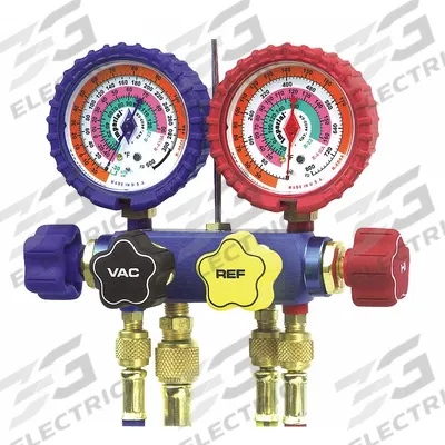 IMPERIAL Manifold Gauge: 4 Valves, 4 Hoses, Series 600 - Analog Manifold Gauge Kits