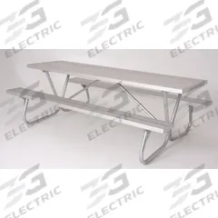 ULTRASITE Picnic Table: Aluminum, Silver, 30 in Overall Ht, 96 in Overall Lg, 68 in Overall Wd (MPN gBT158-A8). Key specifications — Brand: ULTRASITE; Tabletop Color: Silver; Manufacturer Part Number: gBT158-A8; Product Type: Picnic Table; Frame Material: Steel.