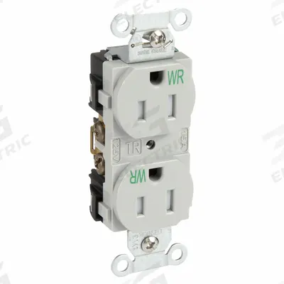 HUBBELL Receptacle: Duplex, 5-15, Gray, 125V AC, 15 A, 2 Pole / 3 Wire (MPN BR15GRYWRTR) - General Purpose Receptacles