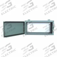 HAMMOND Electrical Enclosure: Steel, 12 in x 24 in x 8 in, NEMA 12/13, w/Panel, Solid Cover, Hinged (MPN 1418A8). Key specifications — Brand: HAMMOND; Closure Method: Clamps; Knockouts: Not Included.