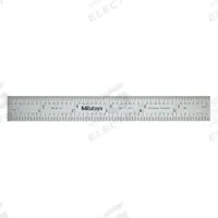MITUTOYO Rigid Rule: 182-101, 6 in, 0.05 in Thick, 1/64 in, Chrome, Black, Rigid, Inside Read, Vinyl. Key specifications — attr939978: 1/64 in; attr934745: MITUTOYO; attr944504: Inside Read; attr944509: Chrome; attr939993: Decimal; attr986193: Etched.