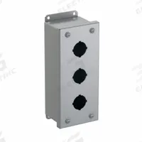 HAMMOND Push Button Enclosure: 30mm, 3 Holes, Carbon Steel, NEMA 12/13 (MPN 1435C). Key specifications — attr211299: HAMMOND; attr1043605: Indoor Dust & Water Droplets.