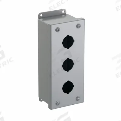 HAMMOND Push Button Enclosure: 30mm, 3 Holes, Carbon Steel - Enclosures for 30mm Operators
