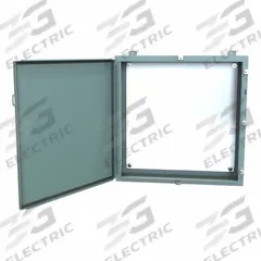 HAMMOND Electrical Enclosure: Steel, 30 in x 30 in x 8 in, NEMA 12/13/3R/4, w/Panel, Solid Cover (MPN 1418N4KK8). Key specifications — Closure Method: Clamps; Brand: HAMMOND; Knockouts: Not Included.