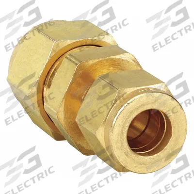 PARKER Compression Fitting Union: 1/2 in OD x 1/4 in OD Size, Compression x Compression - Double-Ferrule Brass Compression Fittings