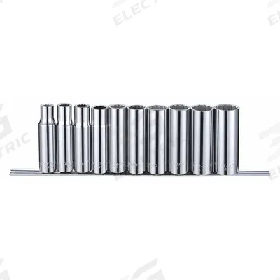 WESTWARD Socket Set: 1/2 in Drive, 10 Piece, 12-Point, SAE - SAE & Metric Socket Sets
