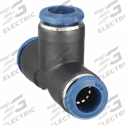 AIGNEP USA Push-Fit Tee Fitting: 3/8 in OD x 3/8 in OD x 3/8 in OD Size, Nylon - Nylon & Nickel-Plated Brass Tube Fittings