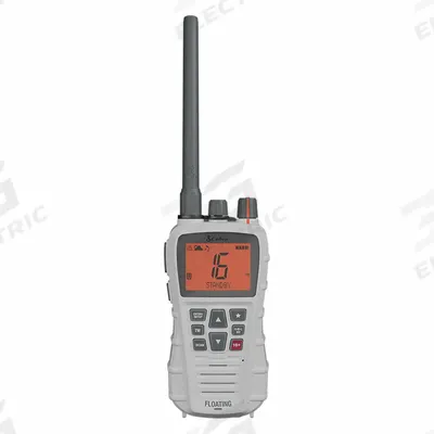 COBRA Marine Radio: VHF, Analog, 6 W, 12 Channels, IPX7, White, BlueBound 350 - Handheld Marine Radios