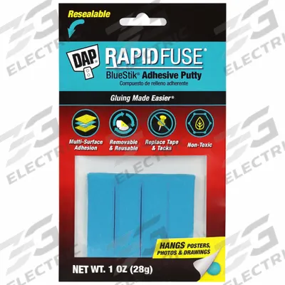 DAP Mounting Putty: Multipurpose Repair, 1 oz Container Size, Strips, Blue - Mounting Putties