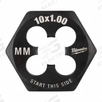 MILWAUKEE Hex Threading Die: M10x1 Metric, 1 in Hex Wd, Black Oxide Carbon Steel (MPN 49-57-5354)