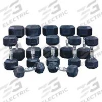 PROMAXIMA Dumbbell Set: 10 lb/15 lb/20 lb/25 lb/30 lb/5 lb, Black (MPN HEXR-SET7). Key specifications — Handle Material: Steel; Color: Black; Product Type: Dumbbell Set.