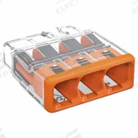 WAGO Push-In Wire Connector: 2773 Series, 3 Port, 20 AWG – 12 AWG Solid Wire Size Range, 32 A, 600 V (MPN 2773-403/K000-0002). Key specifications — Series: 2773; Manufacturer Part Number: 2773-403/K000-0002; Brand: WAGO.