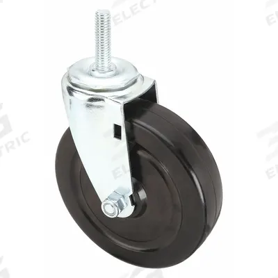 APPROVED VENDOR Stem Caster: Swivel, 5 in Wheel Dia., 1 1/4 in Wheel Wd, Rubber - Standard Threaded Stem Casters