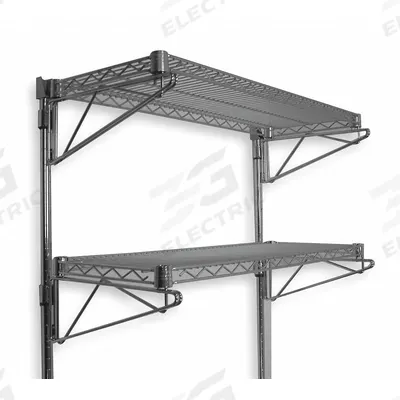 APPROVED VENDOR Wire Wall Shelf: 48 in x 14 in, 2 Shelves, 125 lb Load Capacity per Shelf - Adjustable-Height Steel Wire Wall-Mount Shelving