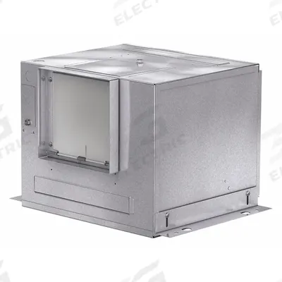 Dayton In-Line Ceiling Exhaust Fan: 400 cfm @ 0.100 in SP, Square Duct, 8 in x 8 in - Rectangular Duct High-Efficiency Inline Cabinet Fans