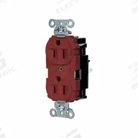HUBBELL Receptacle: Duplex, 5-15, Red, 125V AC, 15 A, 2 Pole / 3 Wire (MPN 5262STR)