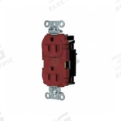 HUBBELL Receptacle: Duplex, 5-15, Red, 125V AC, 15 A, 2 Pole / 3 Wire (MPN 5262STR) - General Purpose Receptacles