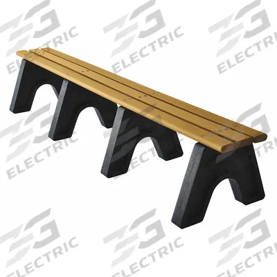 ULTRASITE Outdoor Bench: Sport, 96 in Overall Lg, 18 in Overall Ht, Cedar, Black - Vandal Resistant Resinwood Benches
