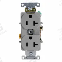 LEVITON Duplex Receptacle Outlet: Duplex, 5-20, Gray, 125V AC, 20 A, 2 Pole / 3 Wire (MPN 5362-GYS)