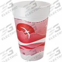 DART Disposable Hot/Cold Cup: 16 oz Capacity, Red, Foam, Unwrapped, Horizon, 1,000 PK (MPN 16J16H). Key specifications — attr552470: DART; attr561678: No; attr552476: Foam; attr552475: PK; attr552478: No; attr552482: Horizon.