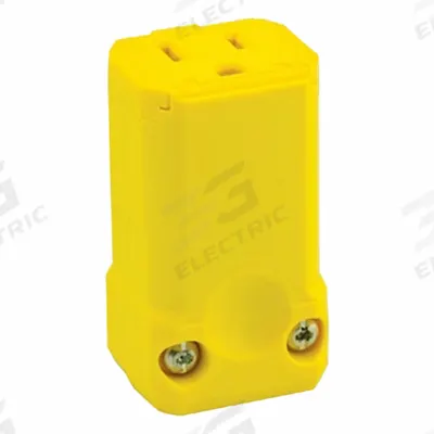 LEVITON Straight Blade Connector: 5-15R, 125V AC, 15 A, 2 Pole, 3 Wire, Yellow (MPN 5259-VY) - Hinged Connectors
