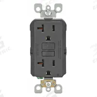 LEVITON GFI Receptacle: Decorator Duplex, 5-20, Black, GFCI, 125V AC, 20 A, 2 Pole / 3 Wire (MPN GFNT2-E)