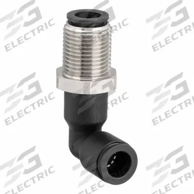 LEGRIS Push-Fit Elbow Fitting: 1/4 in OD x 1/4 in OD Size, Push-to-Connect x Push-to-Connect - Nylon & Nickel-Plated Brass Tube Fittings