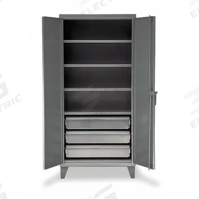 STRONG HOLD Storage Cabinet: 36 in x 24 in x 78 in, Swing Handle & Padlock Hasp - Industrial Shelf Cabinets with Drawers