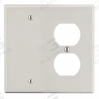 HUBBELL Wall Plate: Combo, 2 Gang, Almond, Std Size (MPN P138LA). Key specifications — Brand: HUBBELL; Material: Polycarbonate.
