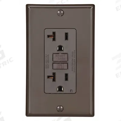 LEVITON GFI Receptacle: Decorator Duplex, 5-20, Brown, GFCI, 125V AC, 20 A - General Purpose Receptacles