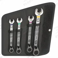 WERA Combination Wrench Set: Alloy Steel, Nickel Chrome, 4 Tools, Std, Reversing, Pouch, Hex (MPN 05020092001). Key specifications — attr309581: Nickel Chrome; attr309580: Alloy Steel; attr309571: Yes; attr309583: No; attr309587: Yes; attr324931: WERA; attr309569: 7/16 in to 3/4 in; attr309572: Pouch.