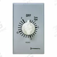 INTERMATIC Spring-Wound Timer: 2 hr Max, SPDT, 277V AC, Wall Plate Included, Silver (MPN FF32H). Key specifications — Brand: INTERMATIC; Includes Hold: No Hold Included.