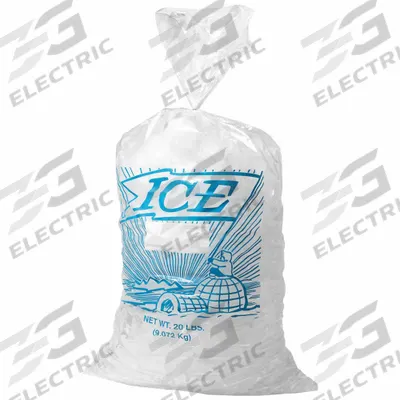 APPROVED VENDOR Ice Bags: Clear, LDPE, 8 in Wd, 3 in Dp, 1.2 mil Thick, Printed/Std