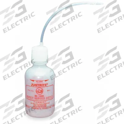JUSTRITE Wash Bottle: 27 mL, Flammable, Colorless, Narrow, White - Narrow Mouthed Standard Spout Wash Bottles