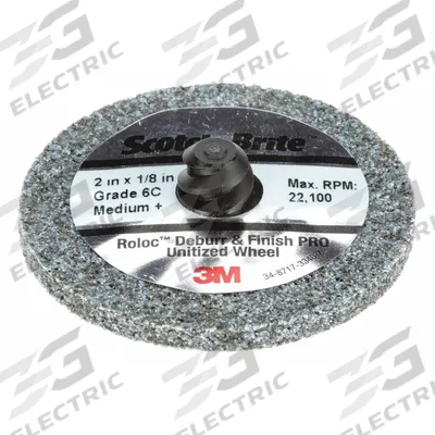 SCOTCH-BRITE Unitized Wheel: 3 in Dia x 1/8 in W, TR Quick-Change, Ceramic, Coarse, Hard (8) - Cool-Cutting Deburring Wheels for All Materials