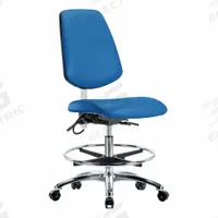 ESD Task Chair: Vinyl, Armless, Ht Range 21 1/2 in to 29 in, 18 1/2 in Seat Wd, 17 in Seat Dp, Blue (MPN BR-ESD-VMBCH-MB-CR-T1-A0-CF-EC-ESDBLU). Key specifications — Foot Support: Yes; Back Tilt Backward: 13.5°; Back Tilt Forward: 10.5°; Base Material: Aluminum; Brand: APPROVED VENDOR; Product Type: ESD Task Chair; ESD-Safe: ESD-Safe; Seat Tilt Backward: 3°.