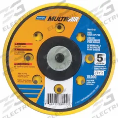 NORTON Hook-and-Loop Disc Backup Pad: 5 in Dia x 1/2 in T, 5/16"-24 Threaded-Shank, Multi-Hole (MPN 66623376000). Key specifications — Brand: NORTON; Tool Connection: 5/16"-24 Threaded-Shank.
