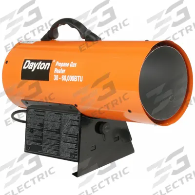Dayton Portable Gas Torpedo Heater: 60,000 BtuH Heating Capacity Output - Direct-Fired Portable Gas Torpedo Heaters