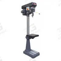 DAKE CORPORATION Floor Drill Press: Belt Drive, Variable Speed, 46 RPM – 3,550 RPM, 18 in Swing (MPN 977600-1V). Key specifications — attr22849: 46 to 3,550 RPM; attr22858: 120V AC; attr73523: Tapping; attr22856: Belt; attr73570: Single-Phase; attr22850: 9 in; attr22846: 2 hp; attr22840: 20 A.